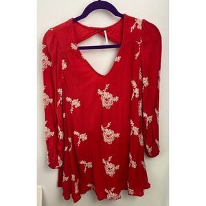 Free People Emma Embroidered Swing Dress Back Cut-Out - Size XS